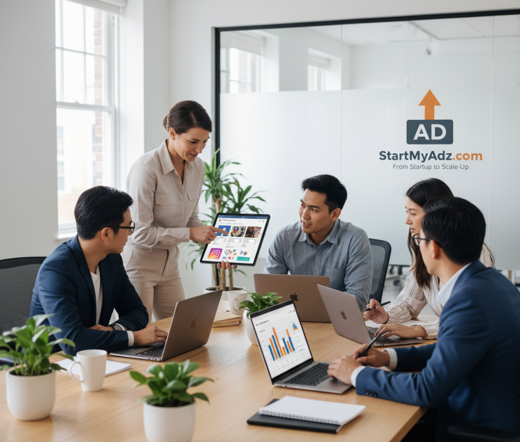 Illustration of best social media tools for marketing agencies including scheduling, analytics, automation, and content planning connected to social platforms.