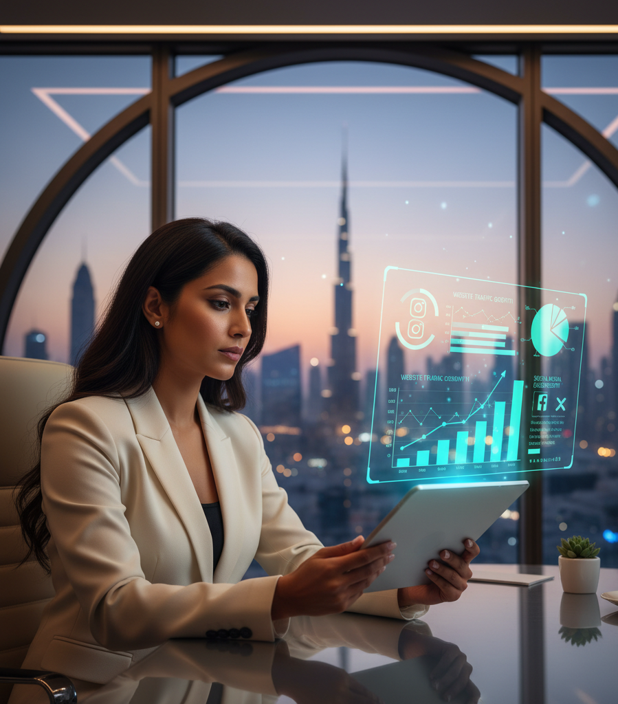 Digital marketing services including SEO, social media, PPC and branding offered by marketing agency for small businesses Dubai