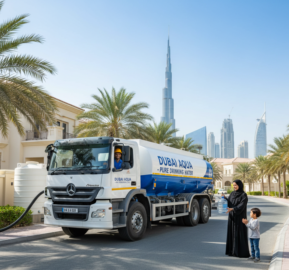 Smartphone displaying Google Maps with a water tanker business pinned, phone icon showing incoming calls, representing local SEO for water tanker business in Dubai”