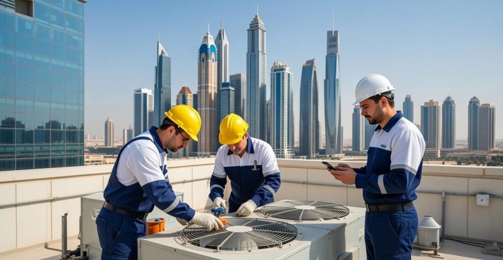 Google Maps listing on smartphone showing Dubai AC Repair Companies getting more local service calls