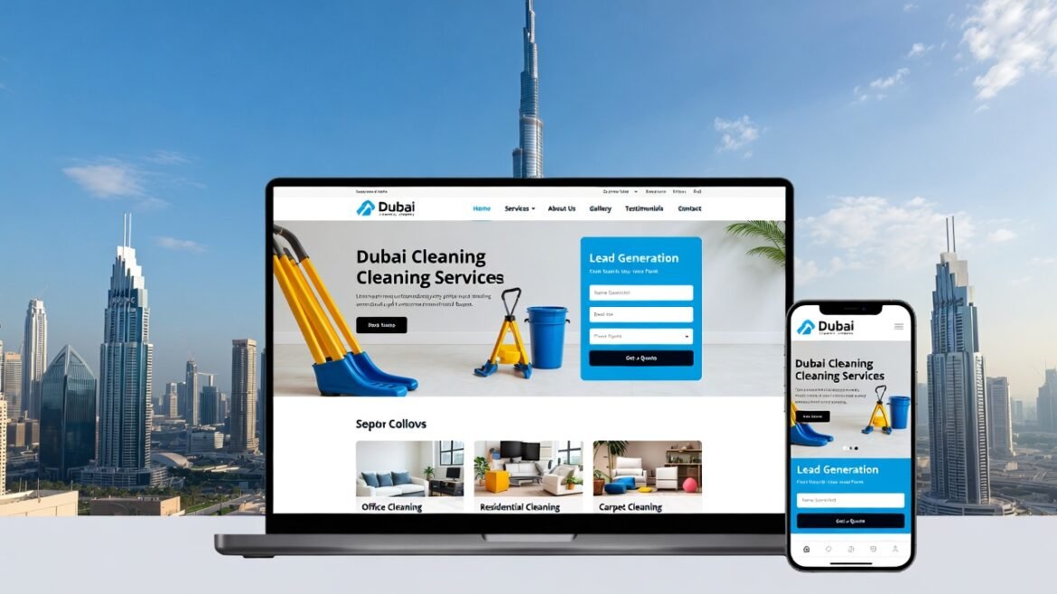 Professional website design for Cleaning Companies in Dubai showing online booking, lead forms, and local search visibility.