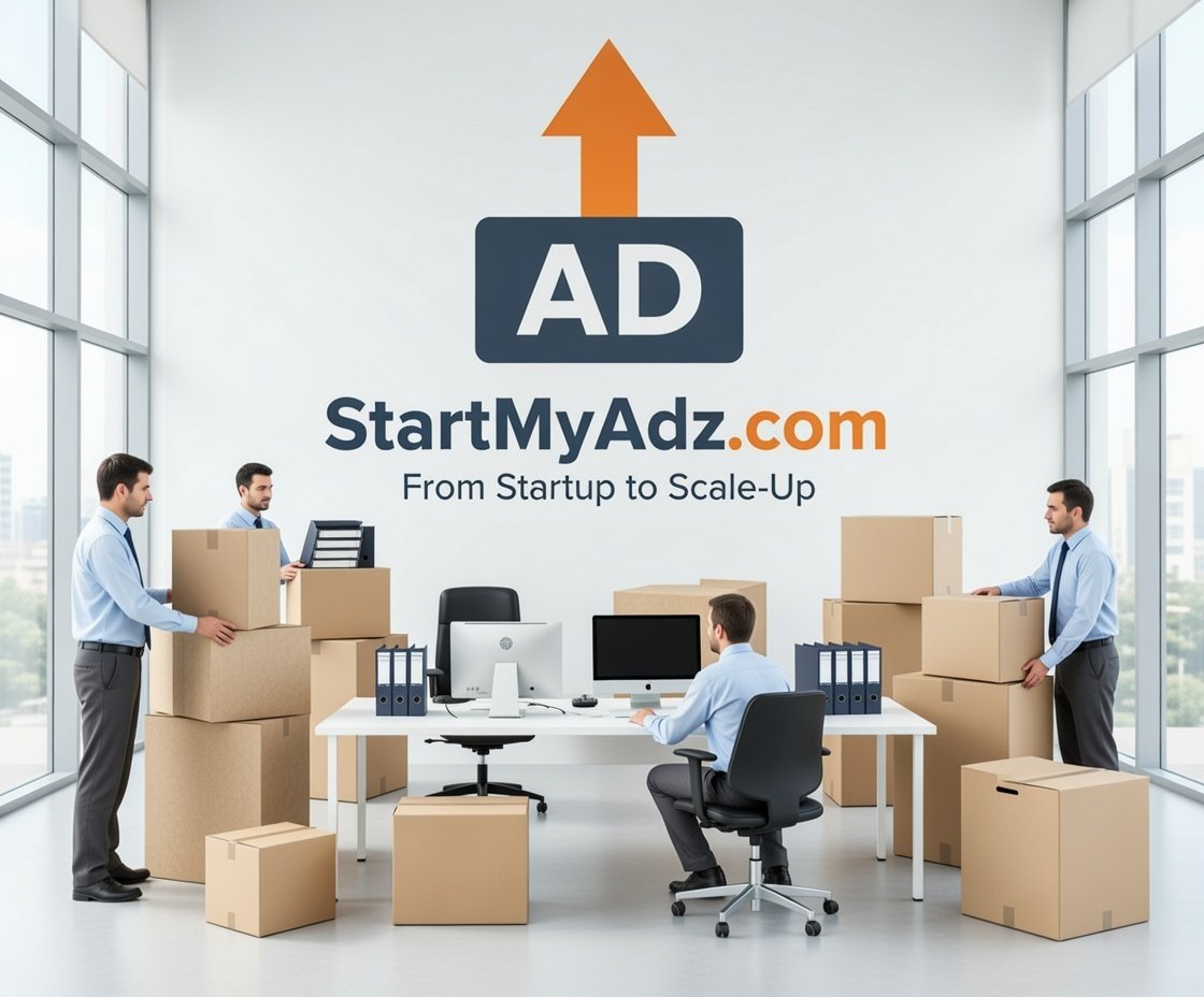 Professional movers packing office furniture, computers, and files in a modern Dubai office for relocation."