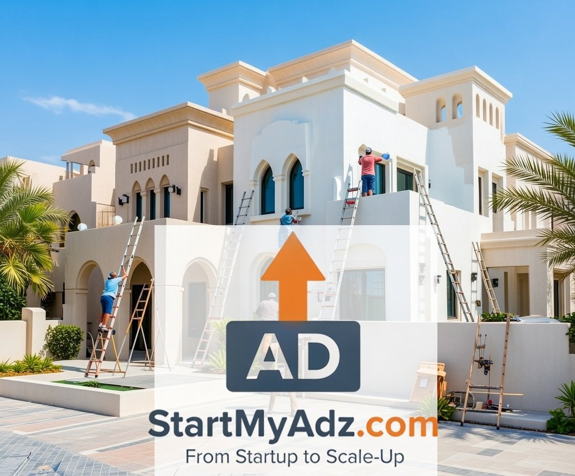 Professional interior house painting services in Dubai by Company Name, showing skilled painters delivering a clean and flawless finish inside a modern apartment.