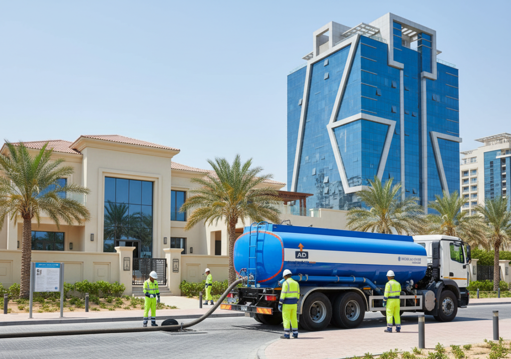 Best water tanker services in Dubai with large capacity tankers supplying water to construction sites across the city